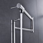 [US Direct] Extended Kitchen Faucet 360 Degree Rotatable Telescopic Ergonomic Design Double Handle Sink Faucet silver 1