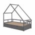  US Direct  Extending Daybed With Two Drawers  Wooden House Bed With Drawers  Gray