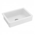 [US Direct] Farmhouse Sink Kitchen Sink Apron Front Curved Fireclay Porcelain Ceramic Single Bowl Farm Sink Basin White