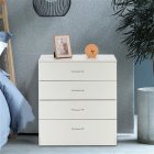 [US Direct] Fiberboard Wood Cabinet  Dresser With 4-drawer For Home Living Room Bedroom Office white