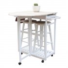 US Foldable Dining Cart 360 Degree Rotation Retractable Semicircle Cart White