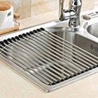 [US Direct] Foldable Stainless Steel Drying Rack Detachable Draining Rack for Kitchen