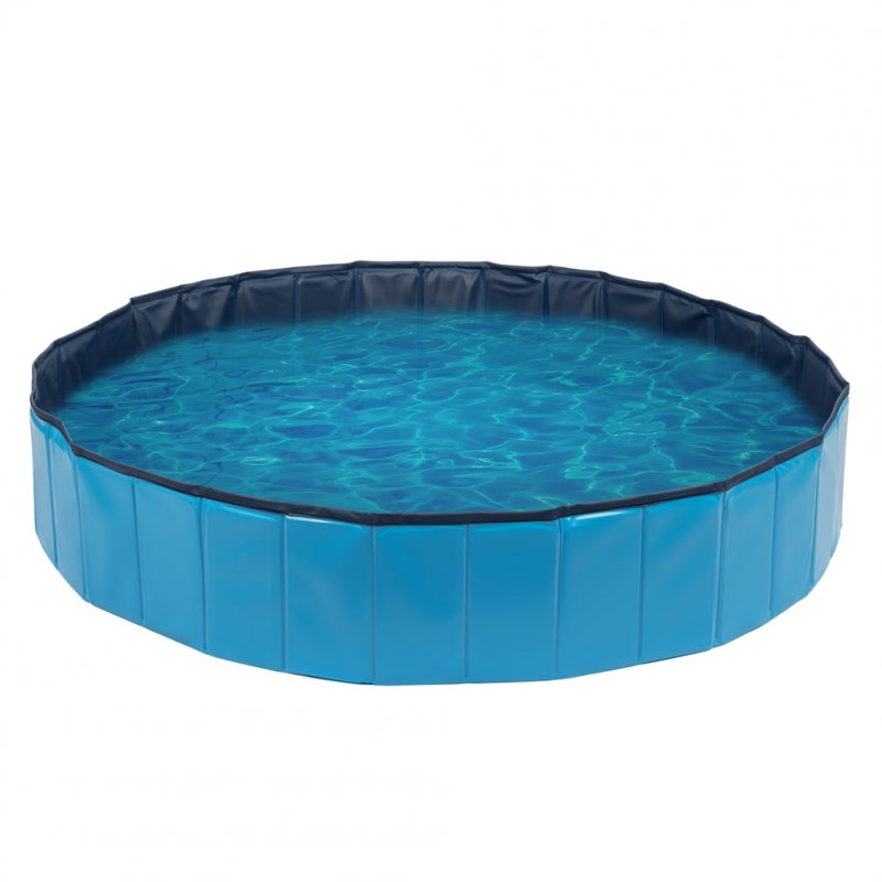 [US Direct] Foldable Swimming Pool Large Collapsible Portable Bathing Swimming Tub Dog Pet Bath Pool For Indoor Outdoor 160 x 160 x 30cm blue