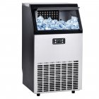 [US Direct] Freestanding Commercial Ice Maker Machine 100Lbs/24H, Auto-Clean Built-In Automatic Water Inlet Clear Ice Cube Maker With Scoop, Ideal For Supermarkets Cafes Bakeries Bars Restaurants Home Office black