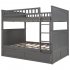  US Direct  Full Over Full Bunk  Bed With Twin Size Trundle Bunk Bed With Guardrails For Kids And Teens grey