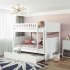  US Direct  Full Over Full Bunk  Bed With Twin Size Trundle Bunk Bed With Guardrails For Kids And Teens white