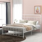  US Direct  Full Size Metal Platform Bed with Headboard and Footboard  Iron Bed Frame for Bedroom  No Box Spring Needed  Yellow