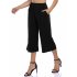  US Direct  GLORYSUNSHINE Women s Elastic Waist Solid Pocket Casual Knitted Wide Leg Pants Black XL
