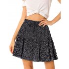 [US Direct] GlorySunshine Women's Casual Floral Print Polka Dot A-line Summer Sexy Mini Skirt