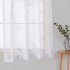  US Direct  HAPERLARE 2PCS Linen Textured Translucent Sheer Tiers Embroidered Leaves Pattern Small Window Panel Drapes for Kitchen Cafe White 26  24  2