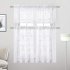  US Direct  HAPERLARE 2PCS Linen Textured Translucent Sheer Tiers Embroidered Leaves Pattern Small Window Panel Drapes for Kitchen Cafe White 26  24  2