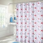 [US Direct] HAPERLARE Waterproof Bath Curtain Beach Style Starfish Print Fabric Shower Curtain for Bathroom Red Starfish 72
