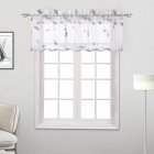  US Direct  Haperlare 2PCS Linen Textured Translucent Sheer Tiers Embroidered Leaves Pattern Small Window Panel Drapes for Kitchen Cafe