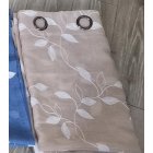 US Haperlare 2PCS Linen Textured Translucent Sheer Tiers Embroidered Leaves Pattern Small Window Panel Drapes for Kitchen/Cafe