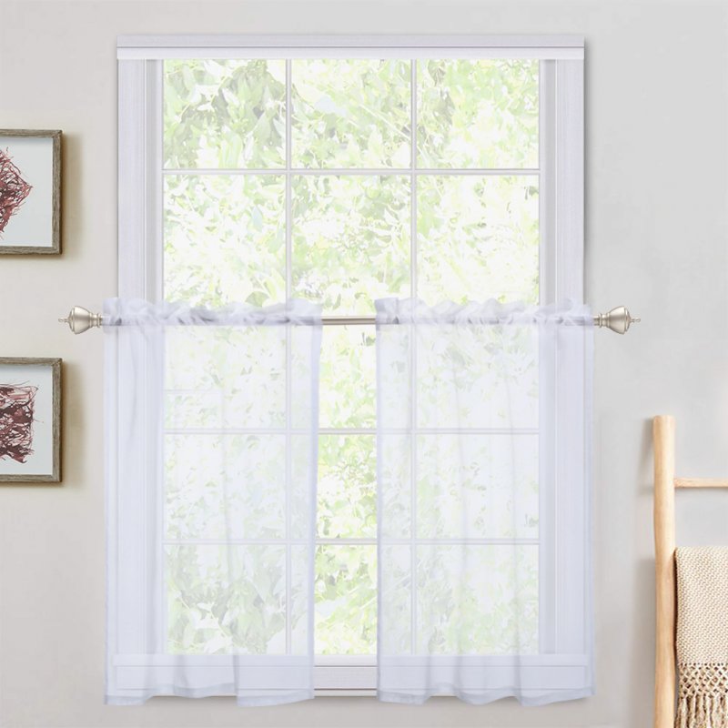 [US Direct] Haperlare 2Pcs Rod Pocket Window Tiers - Window Treatment Home Decor Small Panels Curtains Set