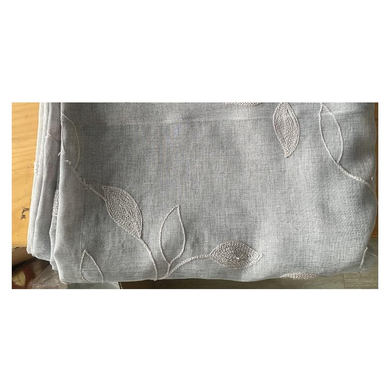 US Haperlare Linen Textured Embroidered Leaves Pattern Window Valances for Kitchen/Cafe/Bathroom
