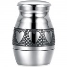 [US Direct] Heart Engraved Decorative Memorial Keepsake Ashes-Waterproof Stainless Steel Cremation Urns Jar for Human Pet As shown