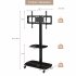  US Direct  Height and Angle Adjustable Multi Function Tempered Glass Metal Frame Floor With Lockable Wheels Mobile TV Stand  LCD Plasma TV bracket  2 Tier Temp