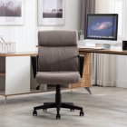 [US Direct] Hengming Office Chair Spring Cushion Mid Back Executive Desk Fabric Chair with PP Arms Leather 360 Swivel Task Chair with Wheels