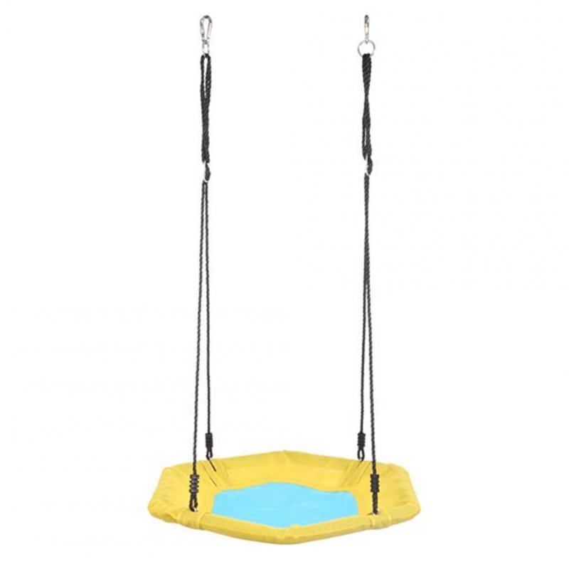 US Hexagonal Swing Diameter 100cm 2 Hooks Removable Swing Toy For Kids Boys Girls Yellow blue