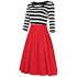  US Direct  HiQueen Scoop Neck Waisted Dress Three quater Sleeve Dress for Women
