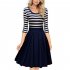  US Direct  HiQueen Scoop Neck Waisted Dress Three quater Sleeve Dress for Women