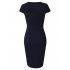  US Direct  HiQueen  Women s V collar Slim Waisted Knee length Dress Short Sleeve Elegant Cocktail Dress