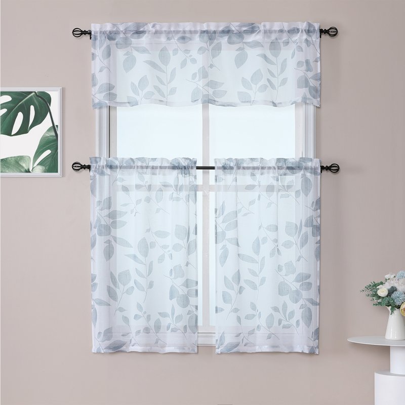 US Home Curtain Large Leaf Paint Printed Small Short Window Curtain