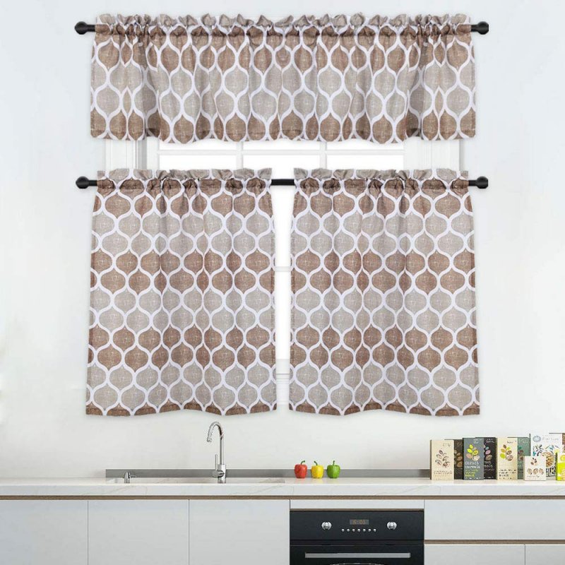 [US Direct] Home Kitchen Polyester Fabric Crossing Bamboo Joint Printing Pattern Craft Curtain