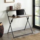 US Home Office Folding Desk , 2-Tier Small Computer Desk with Shelf ,No Assembly Required,Space Saving Foldable Table for Small Spaces(tiger)
