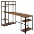  US Direct  Home Office  Computer  Desk With Multiple Storage Shelves Modern Large Office Desk With Bookshelf And Storage Space brown