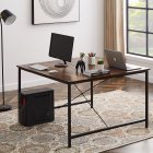 [US Direct] Home Office Extra Large Computer Desk, 47 X 47 Inch Two Person Desk Double Workstation Desk, 2 People Office Desk Writing Desk (Brown)