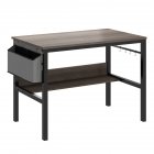 [US Direct] Home  Office  Computer  Desk Small Workstation Writing Desk With Storage Bag Metal Earphone Hook Grey