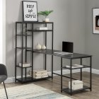 [US Direct] Home Office Computer Desk With Multiple Storage Shelves, Modern Large Office Desk With Bookshelf And Storage Space(Tiger)