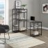  US Direct  Home Office Computer Desk With Multiple Storage Shelves  Modern Large Office Desk With Bookshelf And Storage Space Tiger 