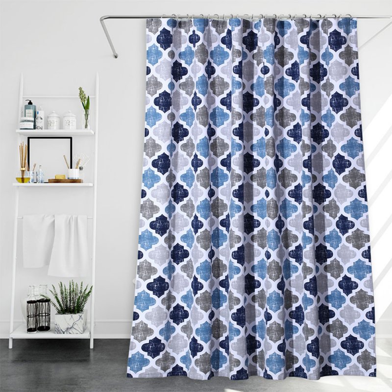 US HAPERLARE Home Polyester Cotton Bathroom Morocco Printing Pattern Decor Shower Curtain dark blue gray 72