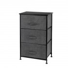  US Direct  Home  Storage  Dresser Three layer Iron Non woven Fabric Drawer Rack Convenient Removable Bedside Cupboard Small Standing Organizer Dark gray