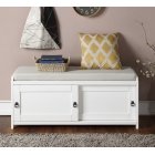 [US Direct] Homes Collection Wood Storage Bench With 2 Cabinets