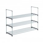 [US Direct] Houseware 3 Tier Stackable Shoes  Rack Storage Shelf For Home Hotel gray