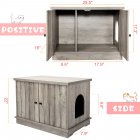 [US Direct] IDEALHOUSE Cat Litter Box Enclosure Hidden Wooden Cat House