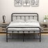  US Direct  IDEALHOUSE Full Size Metal Bed Frame with Victorian Headboard