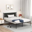 US IDEALHOUSE Queen Size Metal Platform Bed Frame with Upholstered Headboard