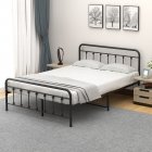 US IDEALHOUSE Queen Size Metal Bed Frame with Victorian Headboard