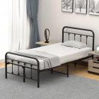 [US Direct] IDEALHOUSE Twin Size Metal Bed Frame with Victorian Headboard
