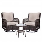 US IDEALHOUSE 3 iron, plastic cover 3 weave rattan swivel chair