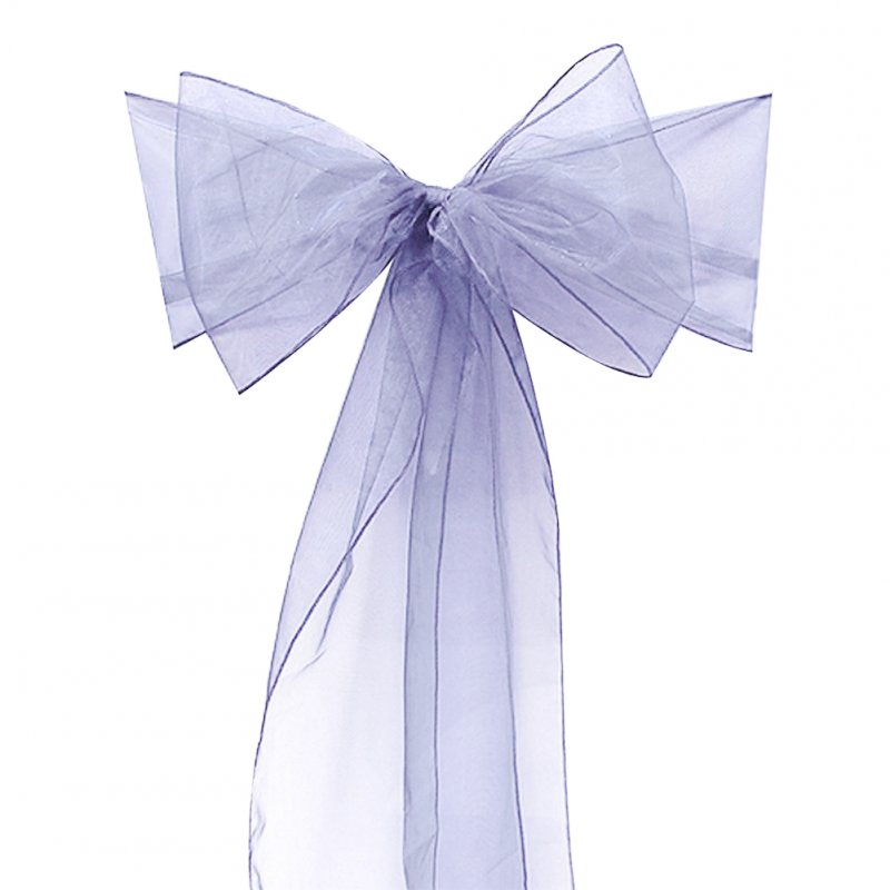 [US Direct] Imixcity Beautiful Organza Chair Ribbon Bows Sash for Wedding or Banquet Silver 10PCS