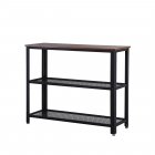 [US Direct] Industrial Console Table, Hallway Table with 2 Mesh Shelves, Side Table and Sideboard, Living Room, Corridor, Steel,Black