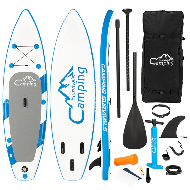 [US Direct] Inflatable 11ft 300 Ibs Paddle Board With Removable Fin Surfboard Premium Accessories blue