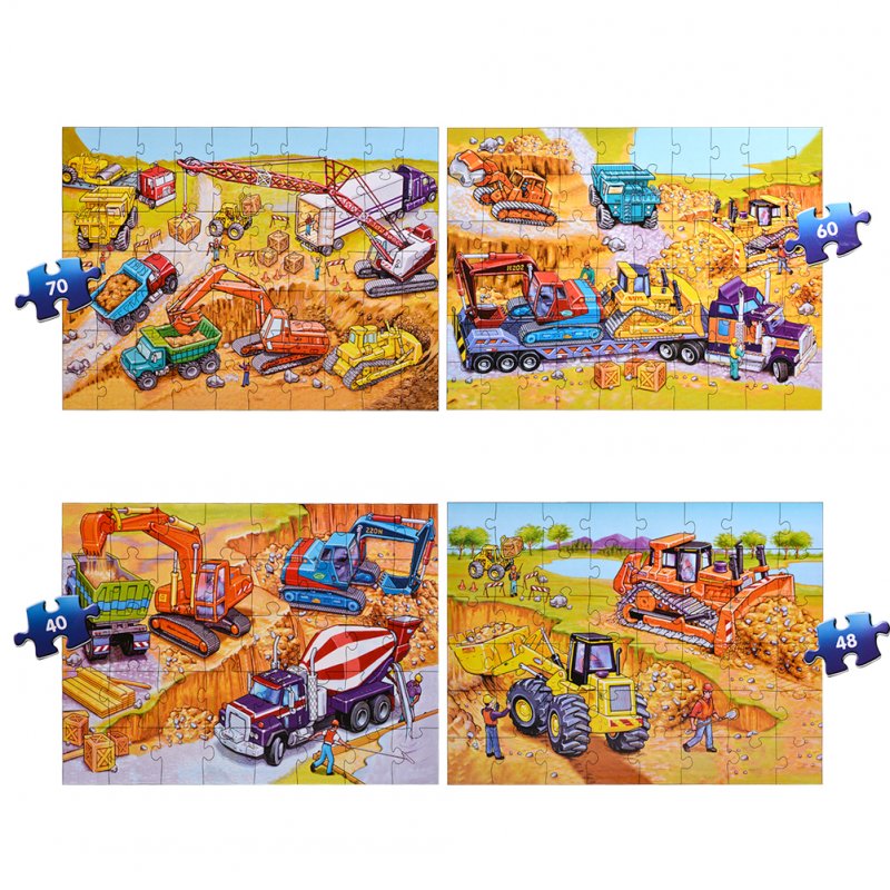 [US Direct] Interesting 4-in-1 City Puzzle Funny Gift for Children Kids