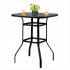  US Direct  Iron Patio High Bar Table 5mm Tempered Glass Exquisite Workmanship Easy To Assemble Table For Bars Restaurants black